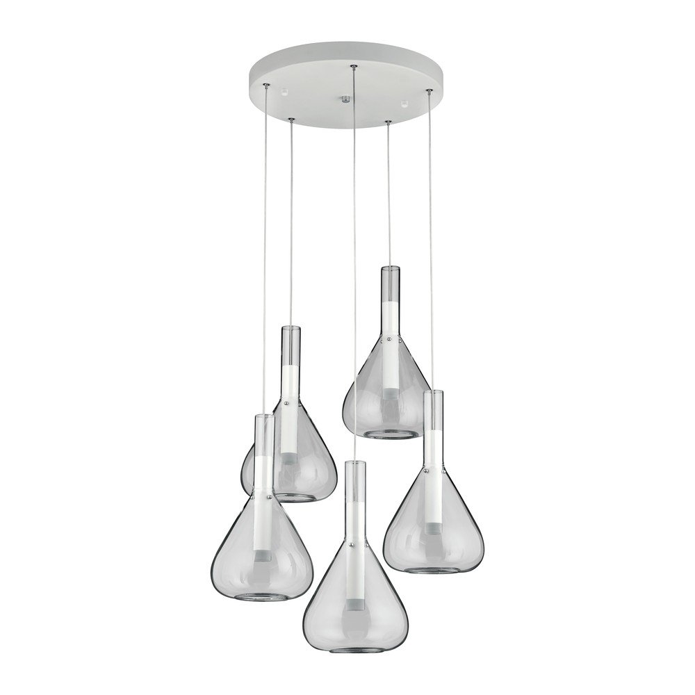 Bela LED viseča svetilka s steklenim senčilom ø 55 cm Cipera