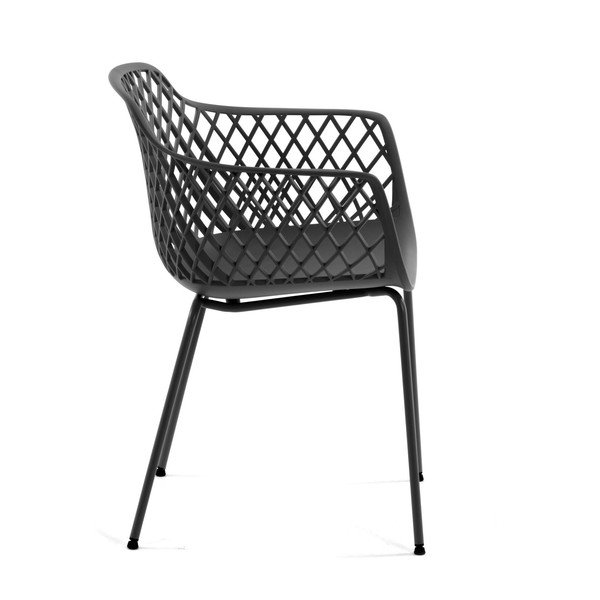 Temno siv kovinski vrtni stol Quinn – Kave Home-image-2