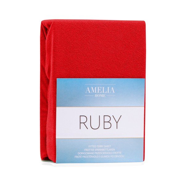 Rdeča elastična rjuha za zakonsko posteljo AmeliaHome Ruby Siesta, 200/220 x 200 cm-image-2