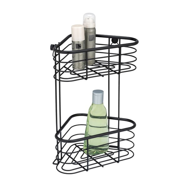 Črna kotna polica za tuš Wenko Trestina, 25 x 35 cm-image-1