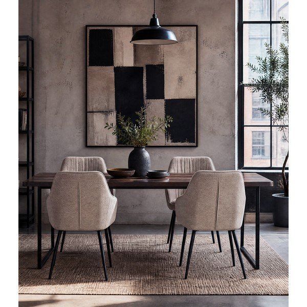 Bež oblazinjen jedilni stol z nasloni za roke Nolan – Unique Furniture-image-3