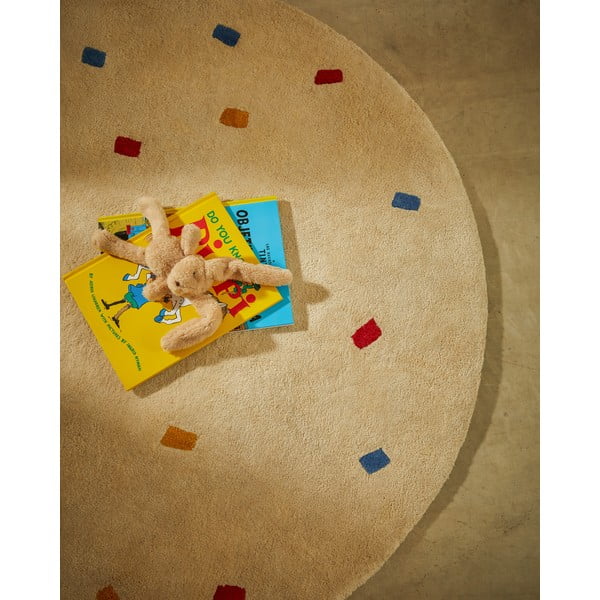 Kremno bela bombažna otroška preproga ø120 cm Luli – Kave Home-image-1