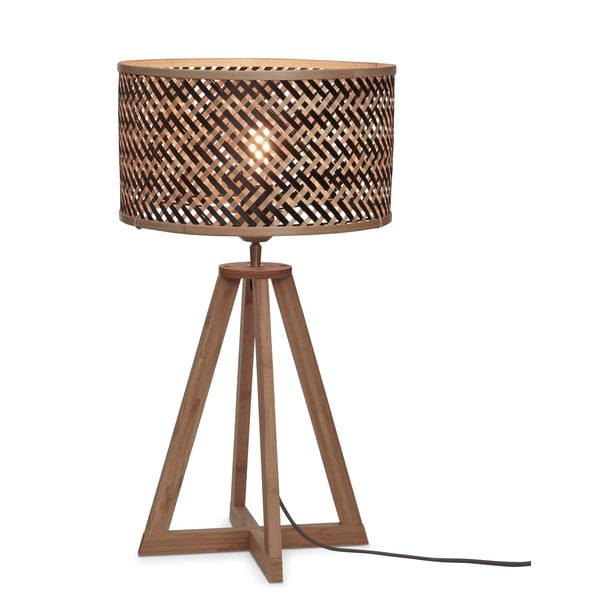 Črna/naravna namizna svetilka z bambusovim senčnikom (višina 53 cm) Java – Good&Mojo