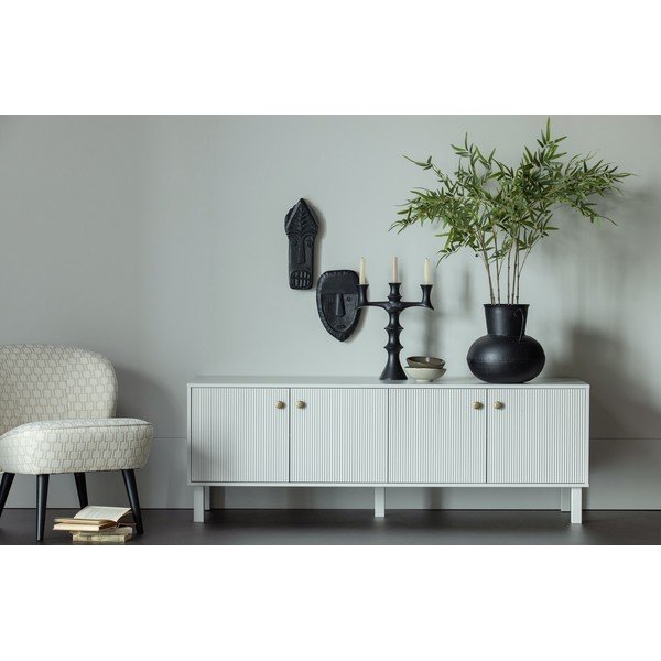 Svetlo siva TV omarica iz masivnega bora 160x56 cm Madu – WOOOD-image-1
