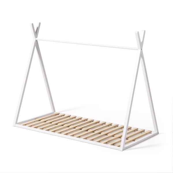 Bela otroška postelja iz masivne bukve v obliki hiške z letvenim dnom 90x190 cm Maralis – Kave Home