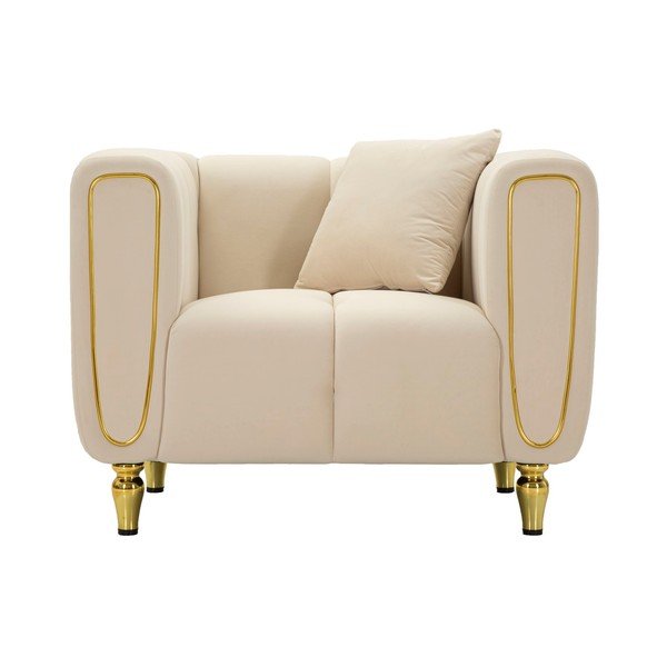 Kremno bel žameten fotelj Alma – Mauro Ferretti-image-2