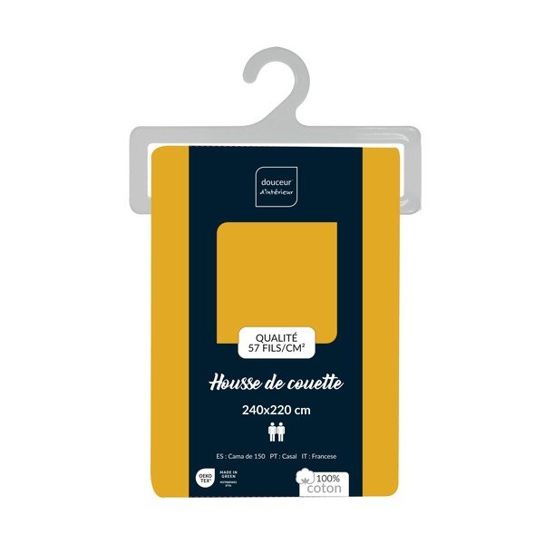 Rumena bombažna prevleka za odejo za zakonsko posteljo/podaljšana 240x220 cm Lina – douceur d'intérieur-image-2