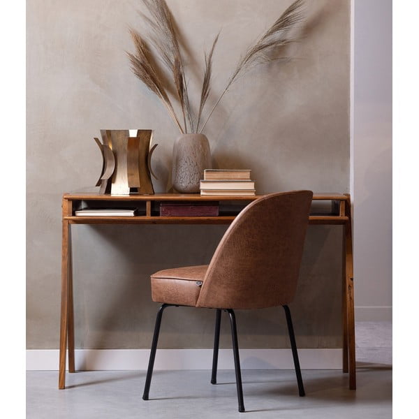 Usnjeni jedilni stoli v kompletu 2 ks v konjak rjavi barvi Vogue – WOOOD-image-1