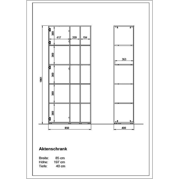 Bela knjižna omara v hrastovem dekorju 85x197 cm Lioni - Germania-image-3