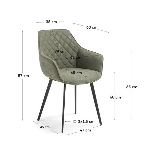 Kaki zeleni jedilni stoli iz umetnega usnja v kompletu 2 ks Amira – Kave Home-image-4