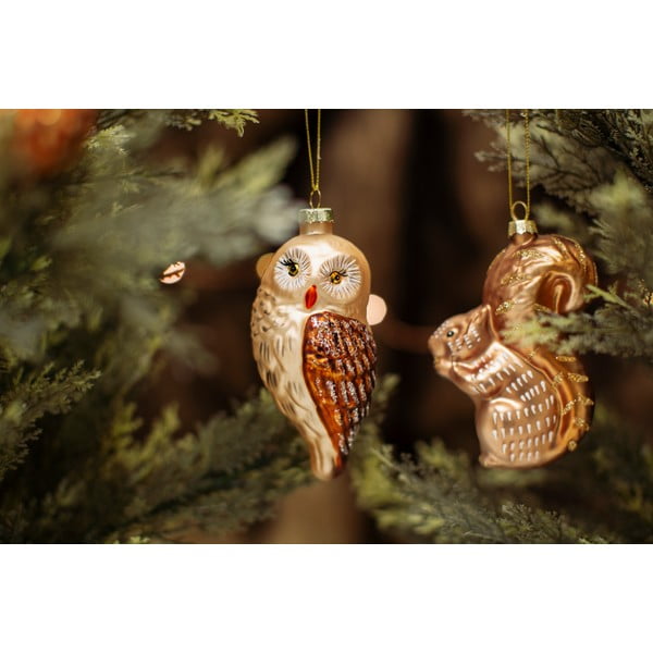 Steklen okrasek za jelko 13 cm Owl – Sass & Belle-image-2