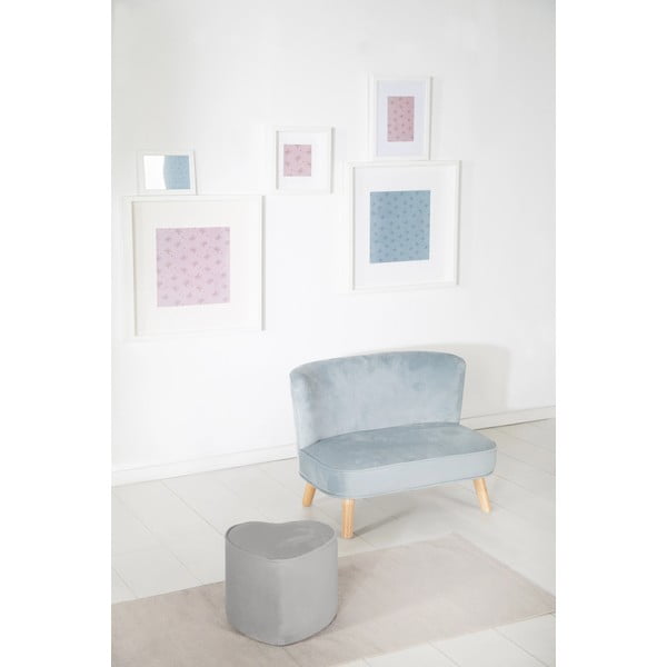 Svetlo siv žameten otroški tabure Lil Sofa – Roba-image-1
