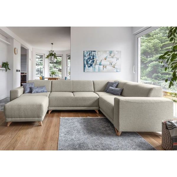 Bež raztegljiva/s prostorom za shranjevanje kotna sedežna garnitura (desni kot/v obliki črke "U") Classy Sophie – Miuform-image-1