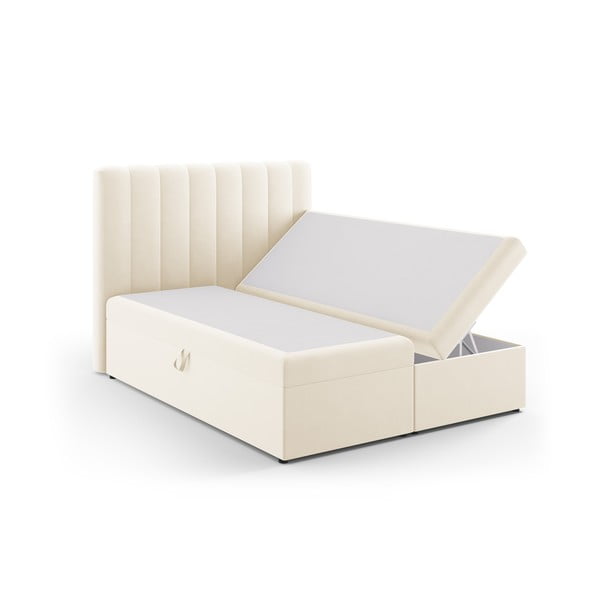 Bež boxspring postelja s prostorom za shranjevanje 160x200 cm Gina – Milo Casa-image-2