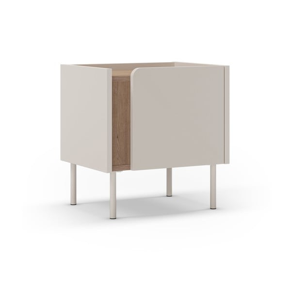 Kremno bela/v naravni barvi nočna omarica v hrastovem dekorju Lucile – Marckeric-image-2