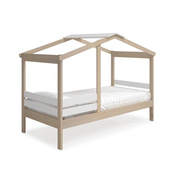 Bela/naravna otroška postelja v borovem dekorju v obliki hiške 90x190 cm Angel – Marckeric-image-3