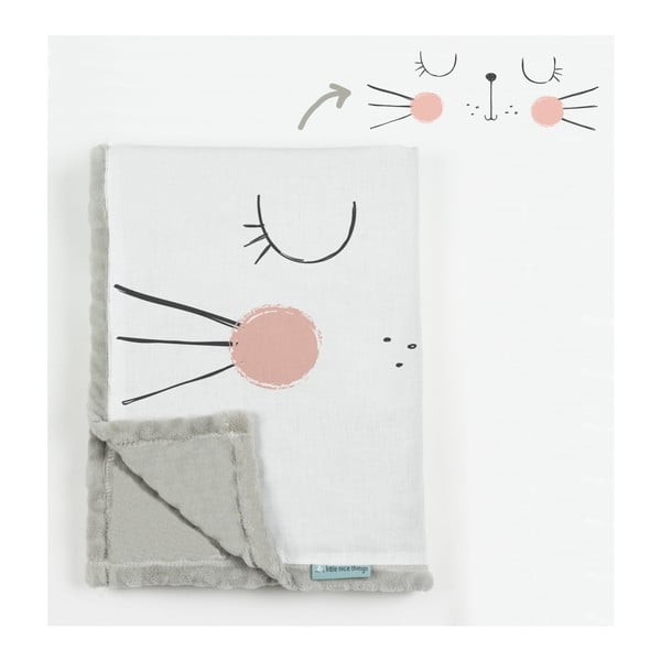 Belo-siva otroška odeja 170x130 cm Cat - Little Nice Things