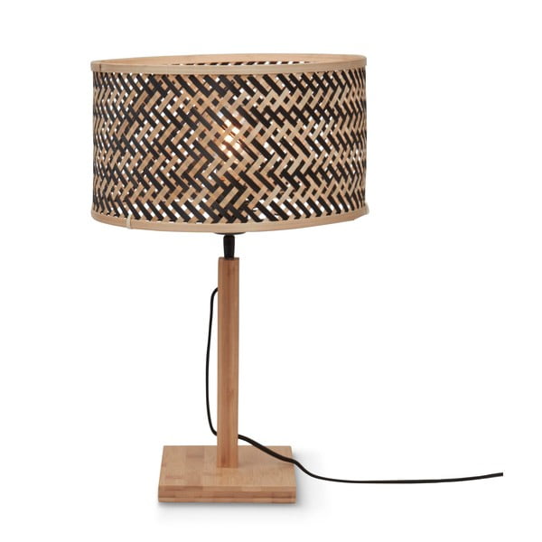 Črna/naravna namizna svetilka z bambusovim senčnikom (višina 38 cm) Java – Good&Mojo