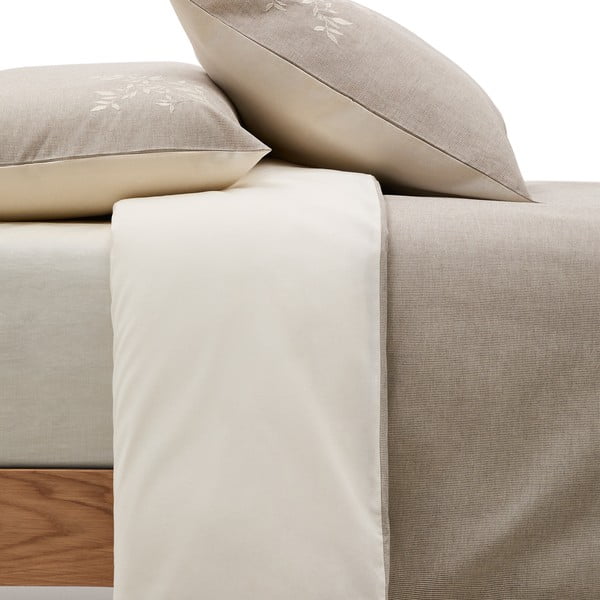 Bež podaljšana posteljnina za zakonsko posteljo iz bombažnega perkala 240x220 cm Sotela – Kave Home