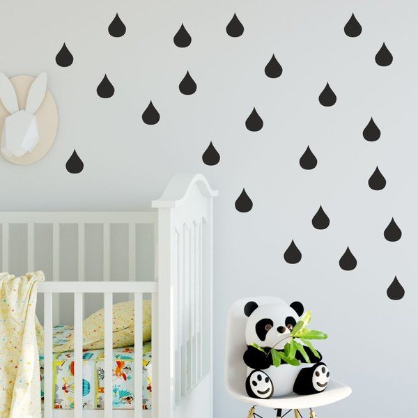 Komplet črnih stenskih nalepk Severna Karolina Skandinavski Home Decors Drop