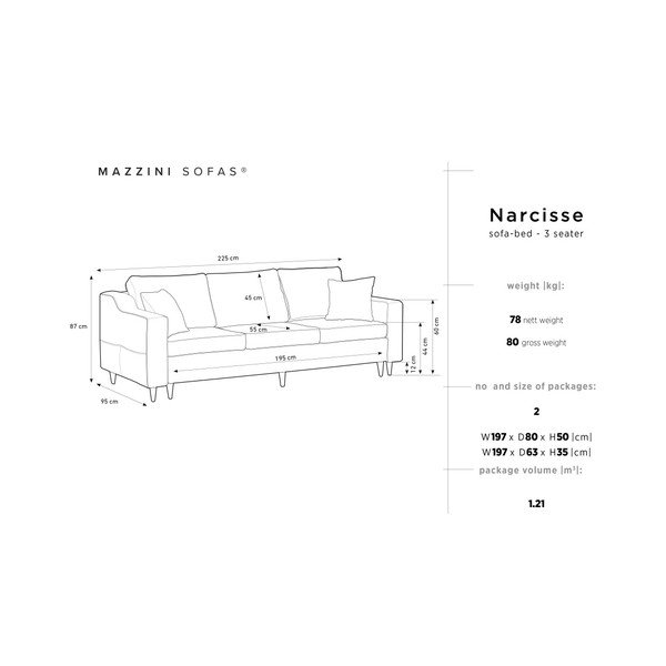 Temno siv raztegljiv trosed s prostorom za shranjevanje Mazzini Sofas Narcisse-image-2