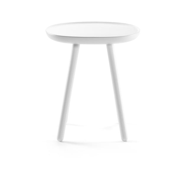 Bela stranska mizica iz masivnega lesa EMKO Naïve, ø 45 cm-image-1
