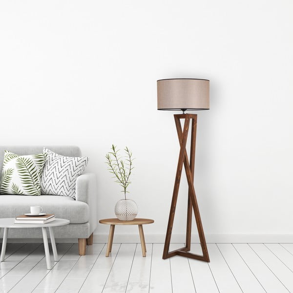 Rjava stoječa svetilka s tekstilnim senčilom (višina 149 cm) Maçka – Opviq lights-image-2