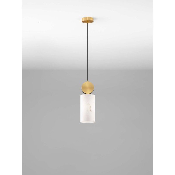 Kremno bela/medeninasta viseča svetilka v kamnitem dekorju ø 12 cm Maru – Nova Luce-image-3