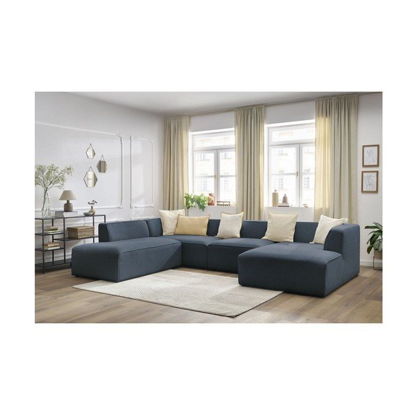 Temno modra kotna sedežna garnitura (levi kot/v obliki črke "U") Megeve – Bobochic Paris-image-4