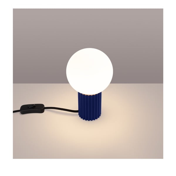 Temno modra namizna svetilka s steklenim senčilom (višina 19 cm) Orbital – Sollux-image-1