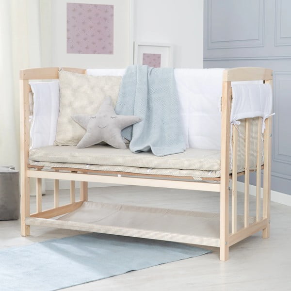 Zibelka s prostorom za shranjevanje in z ogrodjem za baldahin v naravni barvi 90x45 cm Liebhabär – Roba-image-1