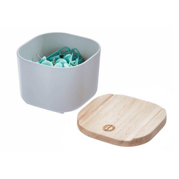 Siva škatla za shranjevanje s pokrovom iz pavlovnije iDesign Eco, 9 x 9 cm-image-3