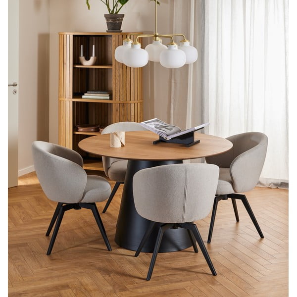 Črna okrogla jedilna miza z mizno ploščo v hrastovem dekorju ø 120 cm Soli – Actona-image-1