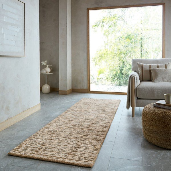 Ročno tkan volnen tekač v naravni barvi 80x230 cm Harris Modula Wool – Flair Rugs-image-1