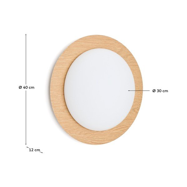Kovinska LED stenska svetilka v naravni barvi ø 40 cm Novae – Kave Home-image-4