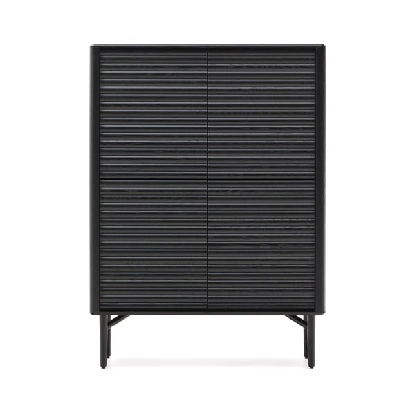 Črna omarica v hrastovem dekorju 104,5x144x40 cm Lenon – Kave Home