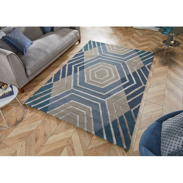 Modra volnena preproga Flair Rugs Harlow, 160 x 230 cm-image-4