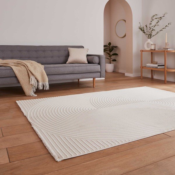 Kremno bela pralna preproga iz recikliranih vlaken 120x170 cm Flores – Think Rugs-image-2