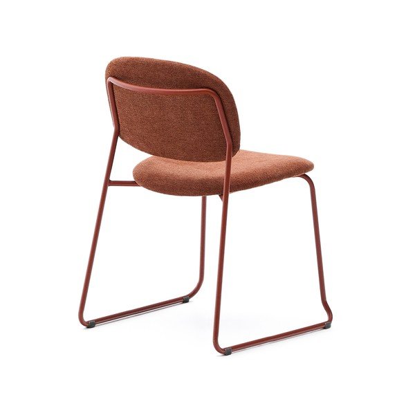 Kovinski jedilni stol z možnostjo nalaganja v barvi terakote Meli – Kave Home-image-4