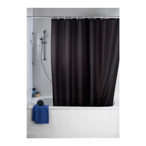 Črna zavesa za tuš s premazom proti plesni Wenko, 180 x 200 cm-image-1