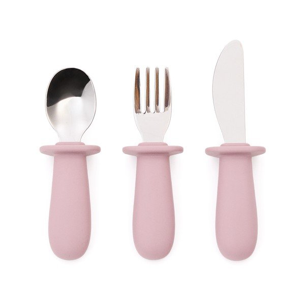 Rožnat plastičen/silikonski otroški jedilni pribor 3 ks Lili – Kave Home