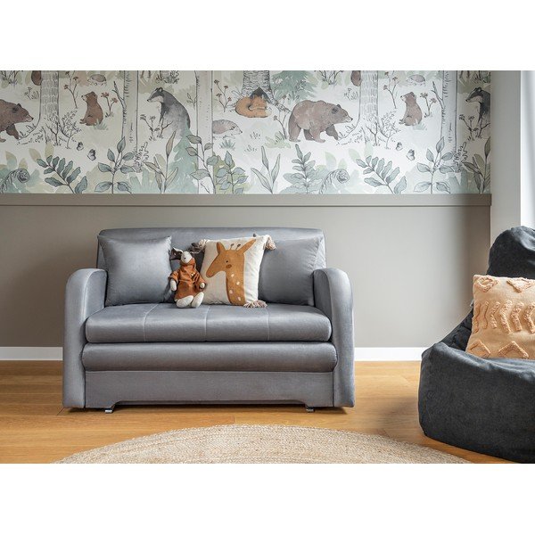 Svetlo siva žametna raztegljiva sedežna garnitura 130 cm Ario – ELTAP-image-1