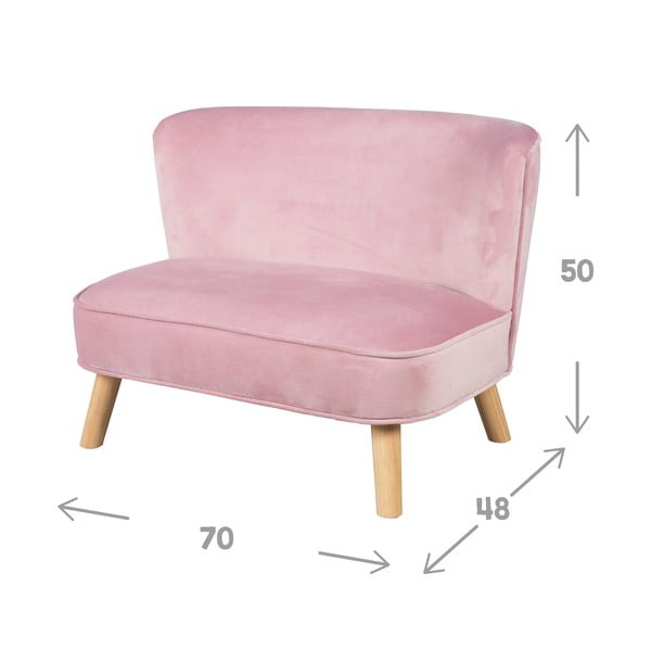 Svetlo rožnata žametna otroška sedežna garnitura 70 cm Lil Sofa – Roba-image-4