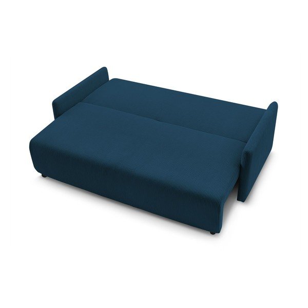 Temno modra raztegljiva sedežna garnitura iz rebrastega žameta 211 cm Marcel – Bobochic Paris-image-4