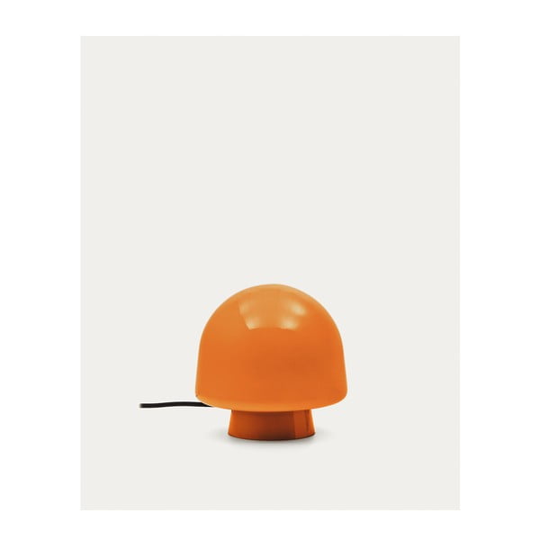 Oranžna namizna svetilka s steklenim senčilom (višina 20 cm) Reig – Kave Home-image-3