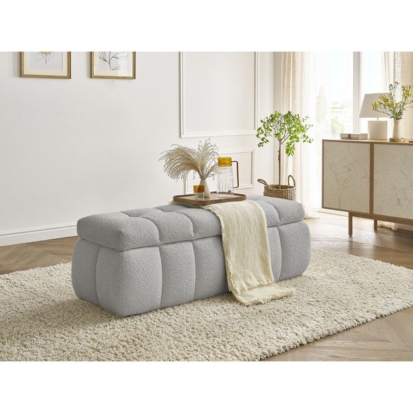 Svetlo siva klop iz tkanine bouclé Mont Blanc – Bobochic Paris-image-1