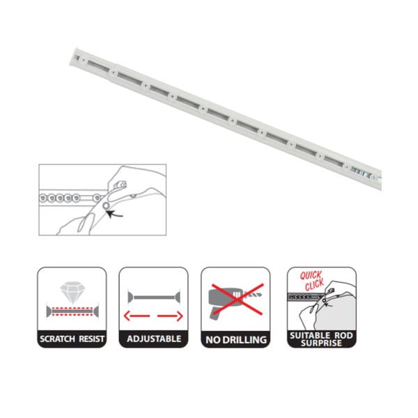 Bela palica za tuš zaveso 125 - 200 cm Surprise – Spirella-image-2