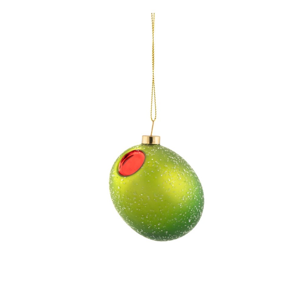 Steklen okrasek za jelko 7 cm Olive