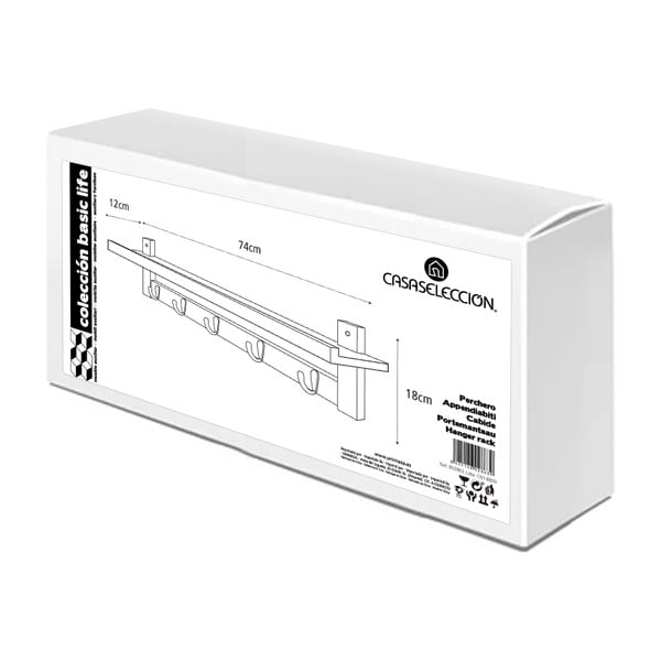 Stenski obešalnik iz bambusa s polico - Casa Selección-image-4