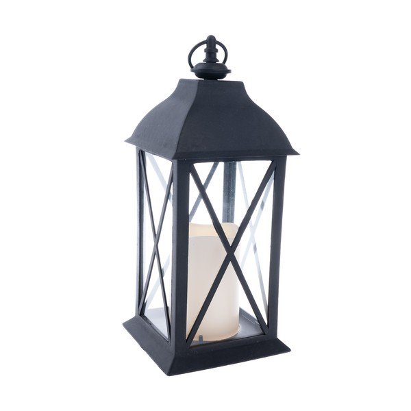 Črna LED lanterna na baterije (višina 30,5 cm) – Dakls